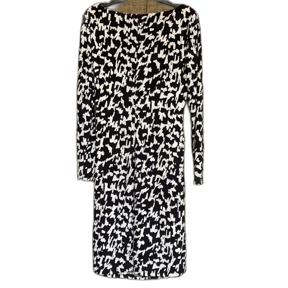 Ralph Lauren front drape asymmetric neck black and white dress - Picture 7 of 7